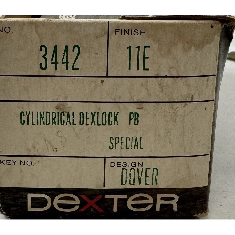 3 Vintage Dexter Door Handle Locks Dover Model 3442 Cylindrical Dexlock